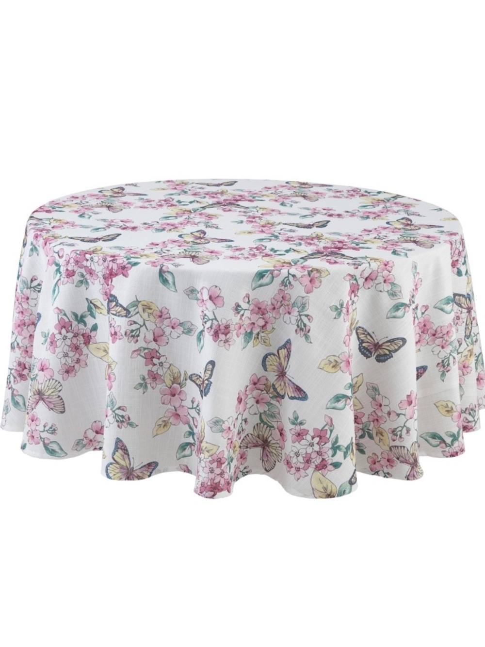 Lenox Butterfly Meadow Floral Tablecloth - White Multi 70in Round